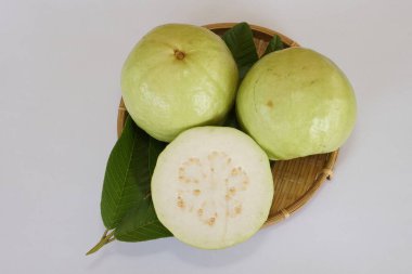 fresh guava fruits on white background