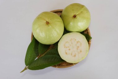 fresh guava fruits on white background