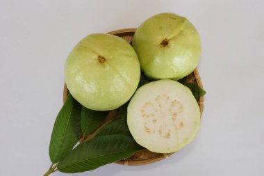 fresh guava fruits on white background
