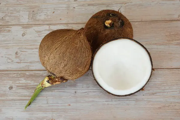 Kokosnoot Houten Achtergrond — Stockfoto