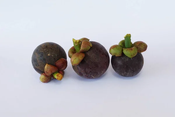 Mangosteen Ovoce Izolované Bílém Pozadí — Stock fotografie