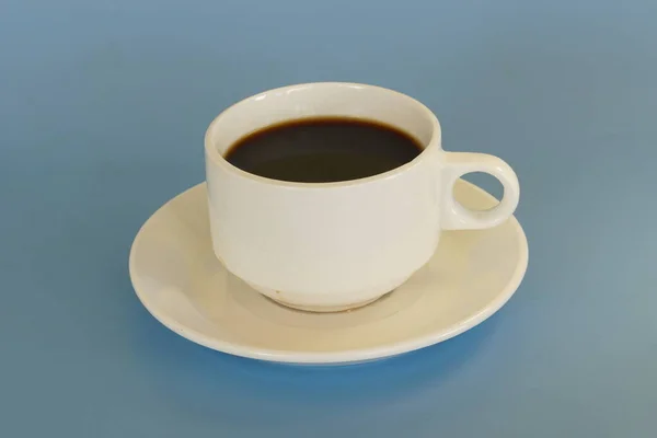 Una Taza Café Sobre Fondo Azul — Foto de Stock