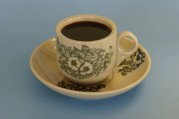 Чашку Кофе Синем Фоне — стоковое фото
