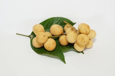 Langsat meyveleri beyaz arkaplanda izole