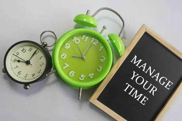 Ceasuri Alarmă Text Gestionați Timpul — Fotografie, imagine de stoc