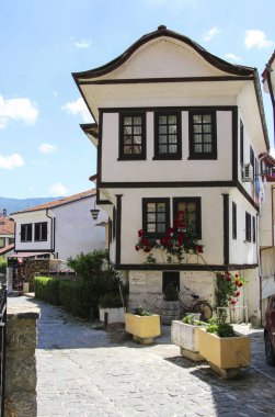 Kuzey Makedonya 'nın Ohri Cumhuriyeti' nin eski geleneksel mimarisi 