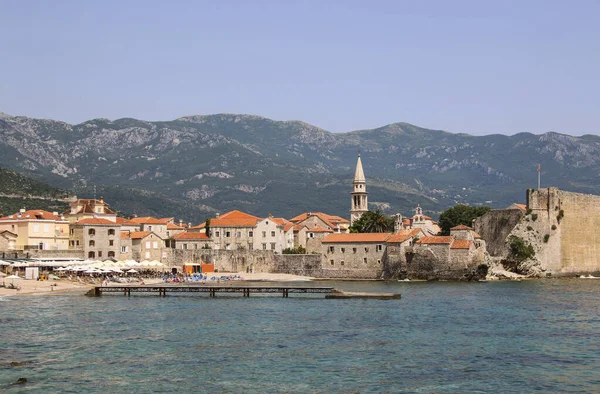 Panoramautsikt Över Gamla Stan Budva Medeltida Städer Vid Adriatiska Havet — Stockfoto