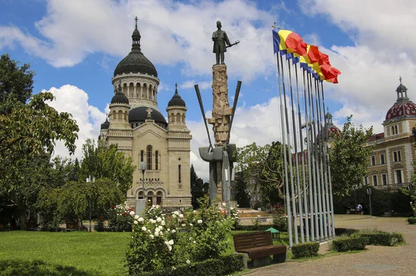 Dormition Van Theotokos Kathedraal Het Avram Iancu Plein Cluj Napoca — Stockfoto