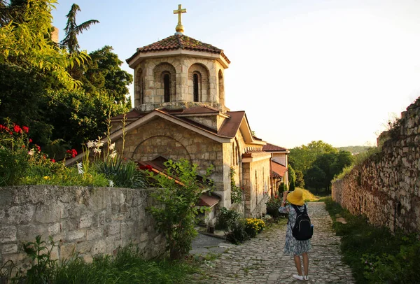 Vue Église Saint Petka Sur Coucher Soleil Dans Forteresse Kalemegdan — Photo
