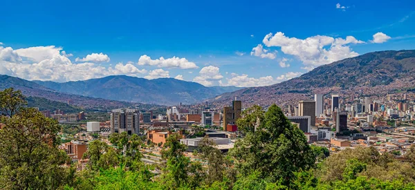 Medellin Város Panorámája Aburra Völgyben — Stock Fotó
