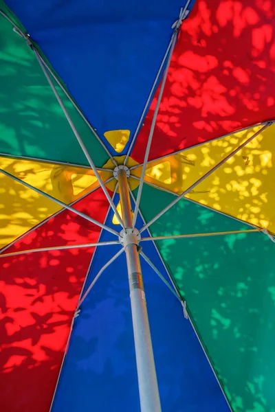 Bottom View Colorful Umbrella Translucent Shadows — Stock Photo, Image