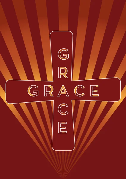 Das Kreuz mit dem Wort Gnade — Stockvektor