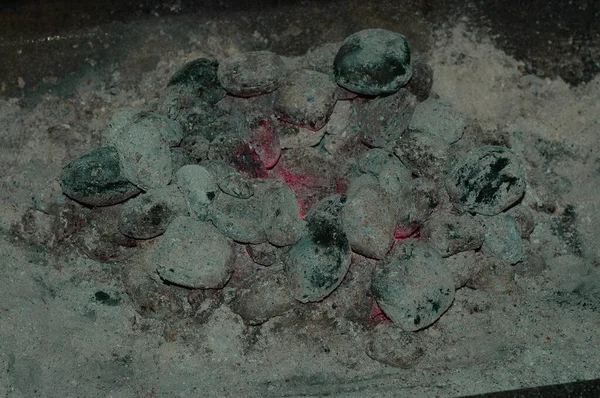 Briquettes Charbon Bois Dans Gril — Photo
