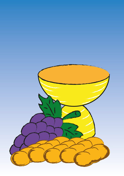 Chalice with bread and grapes