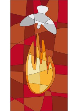 Flame and dove in mosaic style clipart