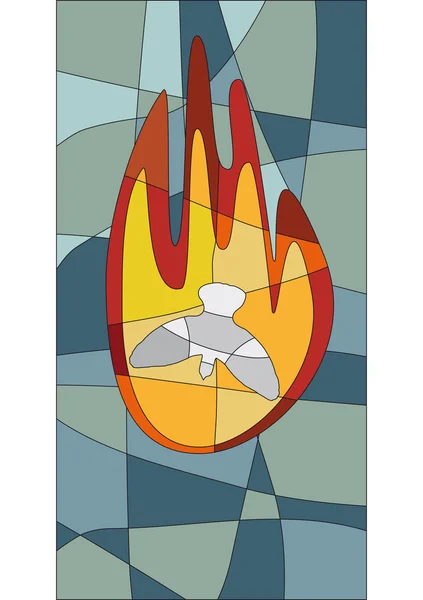 火焰和白鸽，马赛克风格 — 图库矢量图片#