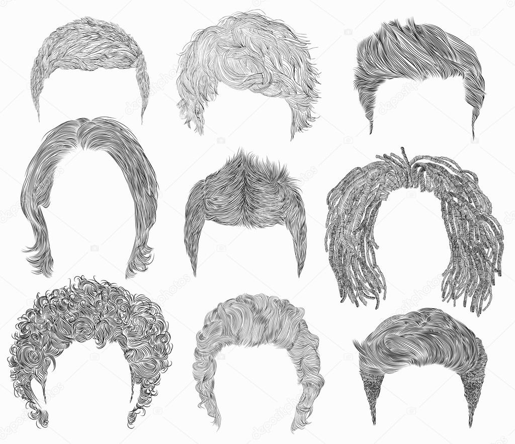 Set Different Man Hairs Styling Beauty Fashion Styles