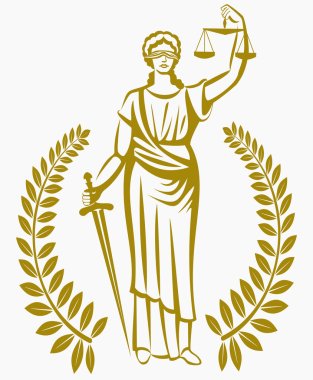 lady justice . Greek goddess Themis . Equality .  fair trial . Law . Laurel wreath .