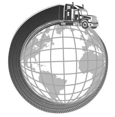 symbol logo truck  around the planet earth.