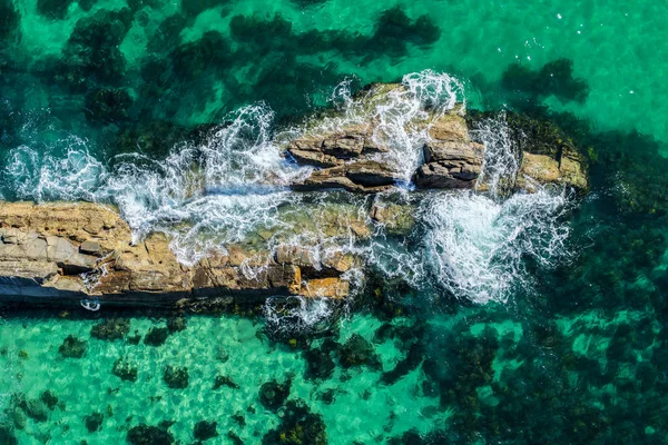 New South Wales 'in kuzey kıyısındaki Forster' daki karavan parkında nefes kesici bir hava manzarası. Manzaralı kıyı şeridi şehirlerin rahat kıyı yaşam tarzını ön plana çıkarıyor