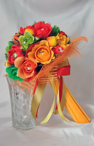 Bouquets of sweets on a crystal base