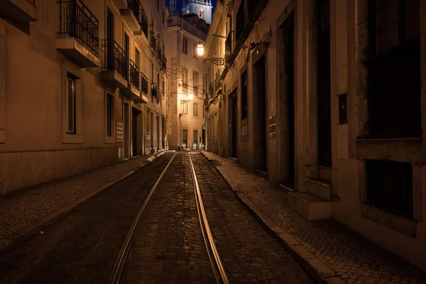 Evropská ulice v noci — Stock fotografie