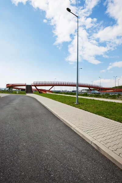 Snelweg afrit en brug over de snelweg — Stockfoto