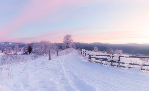 Panorama of winter mountain snowy hills — Stock Photo, Image