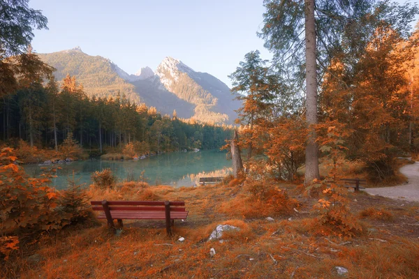 Jesienne kolory górskie jezioro — Zdjęcie stockowe