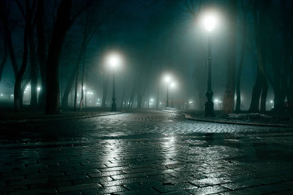 夜明けの都市公園のヴィンテージランプ — ストック写真