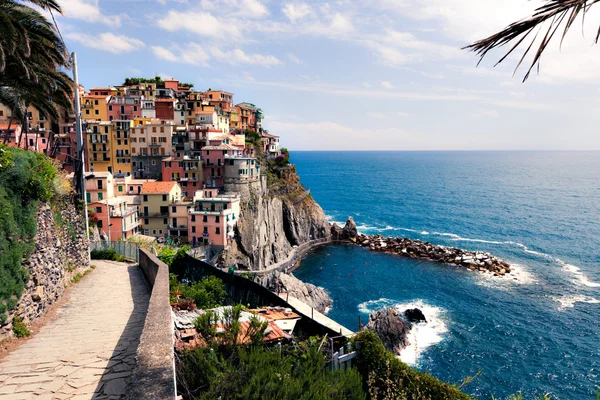 Casas na colina. Manarola cidade — Fotografia de Stock