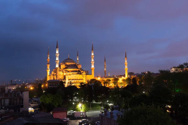 Sultanahmet blauwe moskee 's nachts — Stockfoto