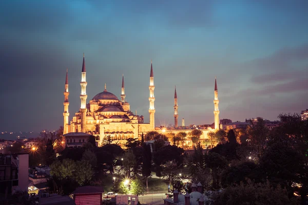 Sultanahmet Camii gece görünümü — Stok fotoğraf