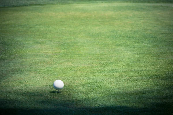 Bola de golfe no campo de golfe verde — Fotografia de Stock