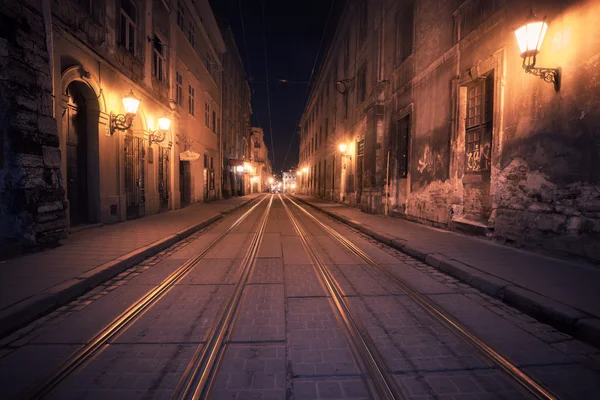 Vecchia città europea di notte — Foto Stock