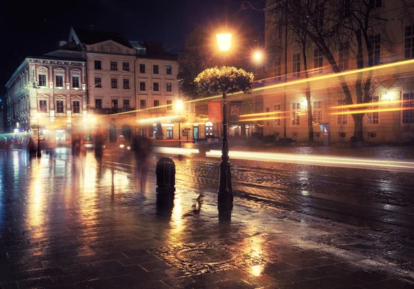在晚上老欧洲城市 — 图库照片