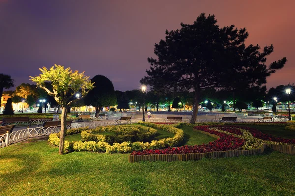 Nacht stadspark — Stockfoto