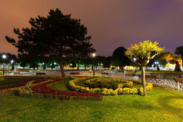 Nacht stadspark — Stockfoto