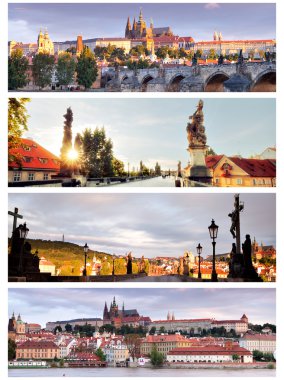 Set of old Prague skyline clipart