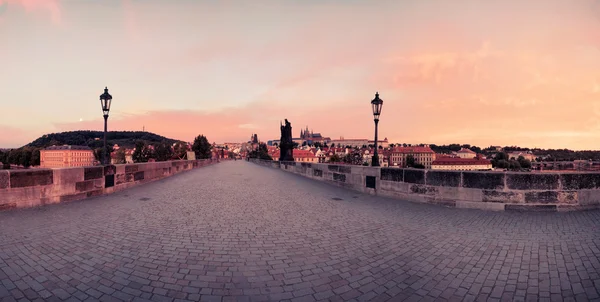 Vintage panorama of Charles Bridge — Stock Photo, Image