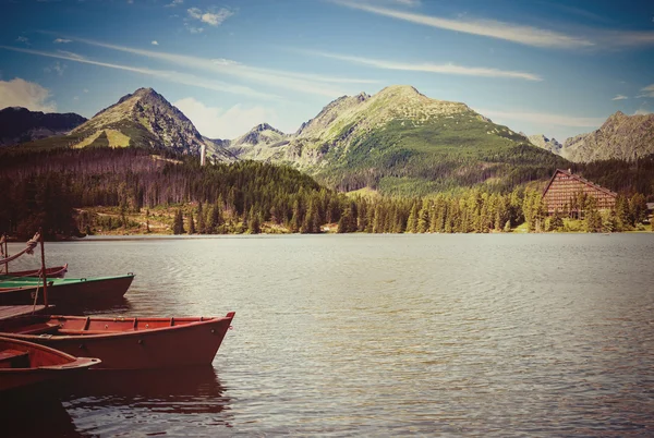 Ретро фото Альпийского горного озера — стоковое фото