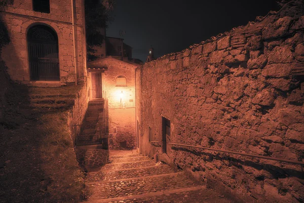 Medieval town street at night — Stock Photo, Image