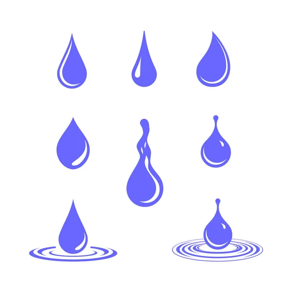 Kolekcja Ikony Kropelki Wody Ilustracji Nadaje Się Elementów Konstrukcyjnych Naturalnej — Wektor stockowy