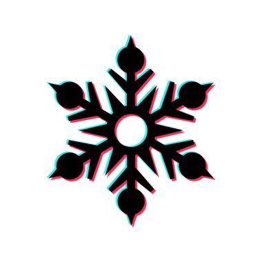 Buz kristallerinin vektör çizimi. Tik tok tarzında kar tanesi simgesinin silueti. Kar tanesi geometrik süslemesi.