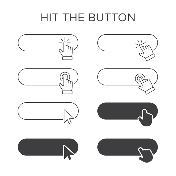 Μια Συλλογή Από Κλικ Ένα Εικονίδιο Κουμπί Δάχτυλο Και Δείκτη — Διανυσματικό Αρχείο
