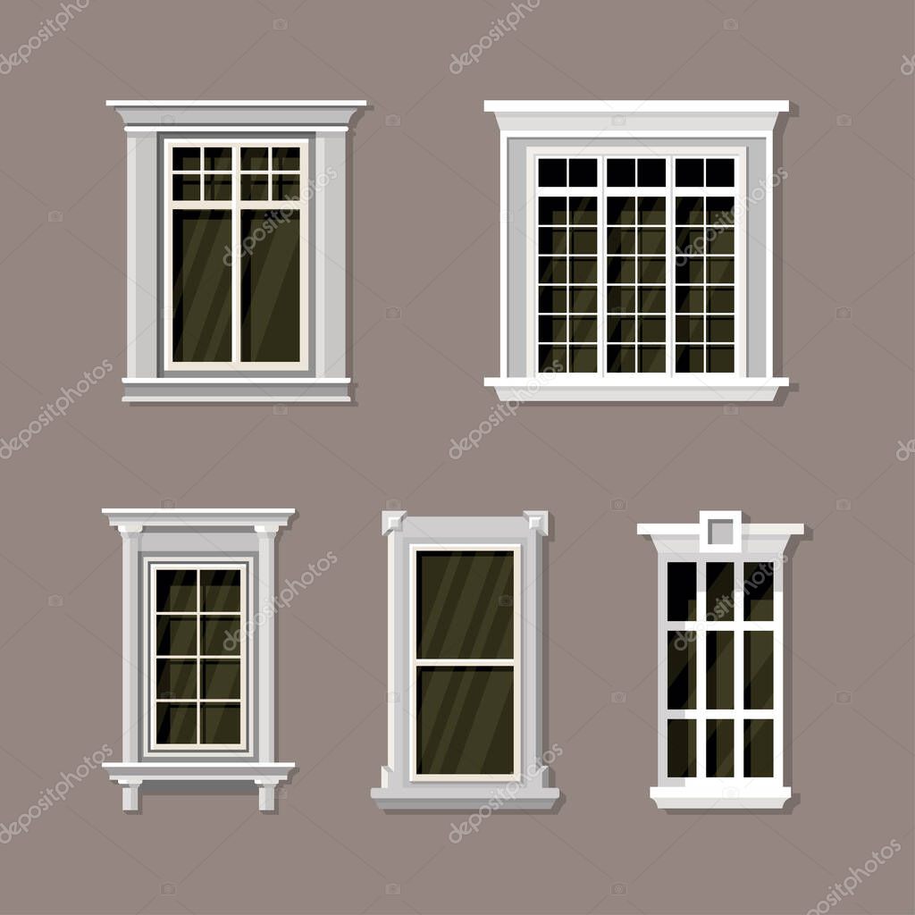 Ilustración Vectorial Varios Diseños Ventanas Casa Conjunto Adecuado Para  Los Vector de Stock de ©nendrabeluci@gmail.com 437279250