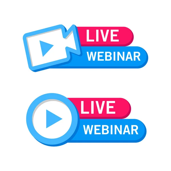 Vector Illustration Live Webinar Sticker 온라인 세미나 인터넷 온라인 사이트 — 스톡 벡터