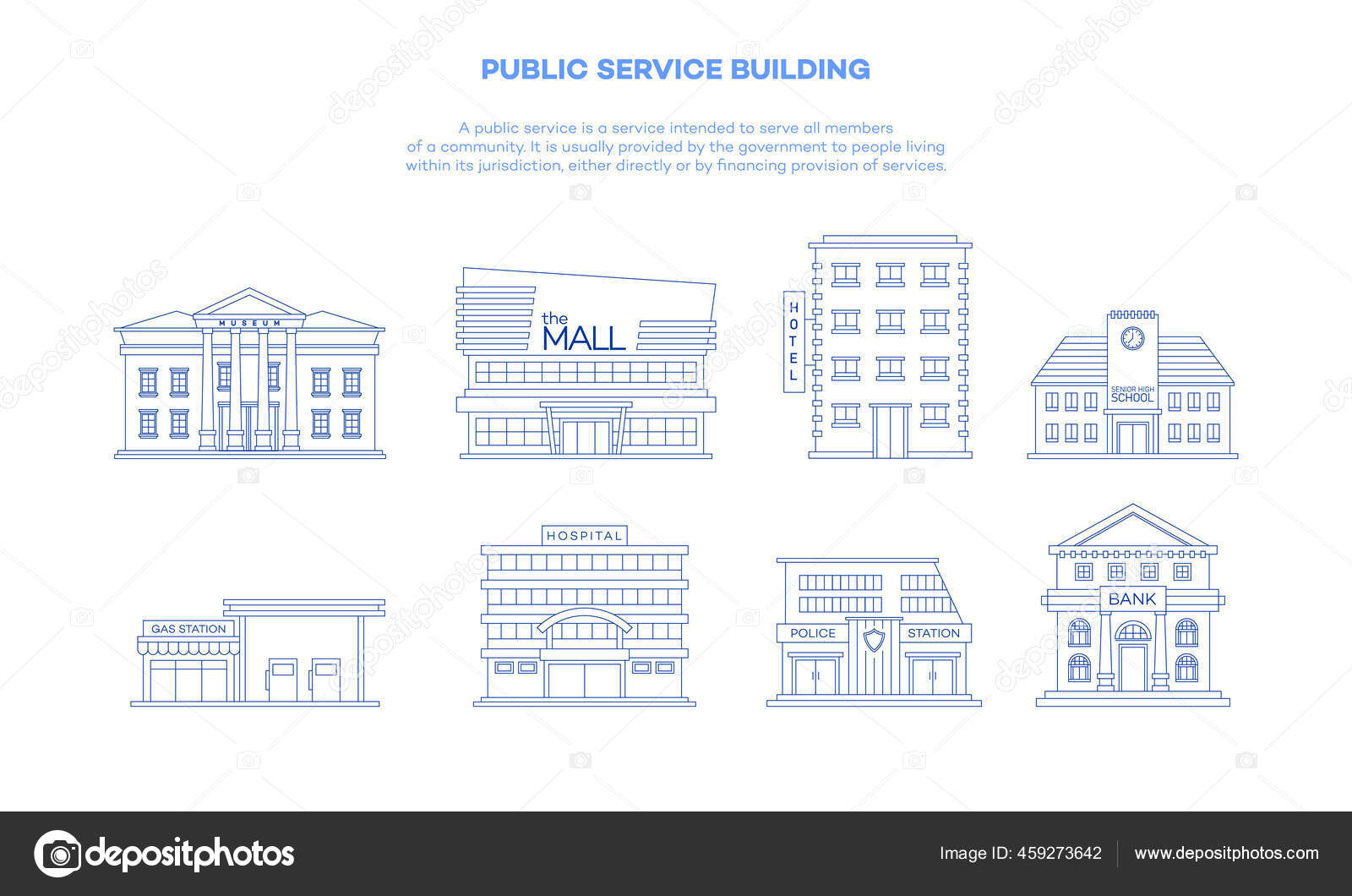 Koleksi Gambar Vektor Bangunan Pelayanan Publik Cocok Untuk Elemen Desain Stok Vektor Nendrabelucigmailcom 459273642