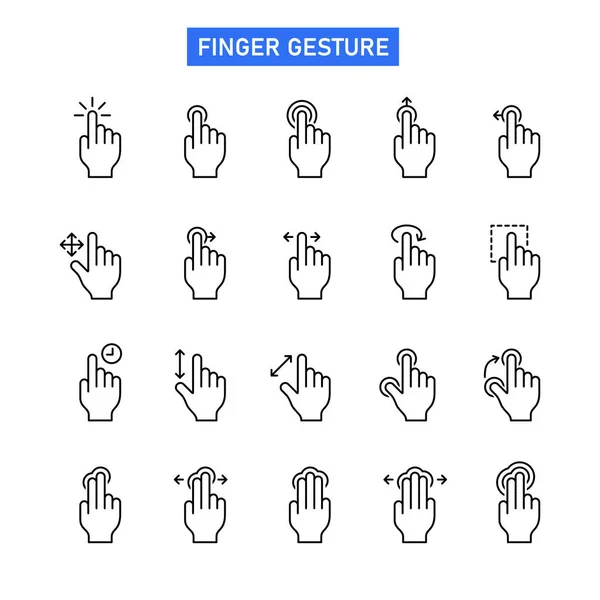 Line Icon Set Finger Gestures Touch Screen Device Suitable Design — Stock Vector