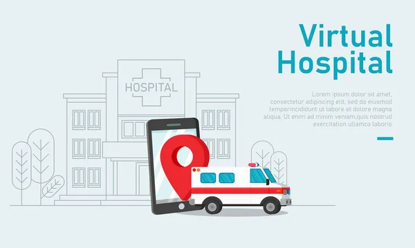 网上医疗和医院服务的病媒说明 适用于具有互联网技术和网页背景的医疗服务的设计元素 — 图库矢量图片